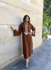 Manahils Stitched Dark Brown Embroidered Two Pc
