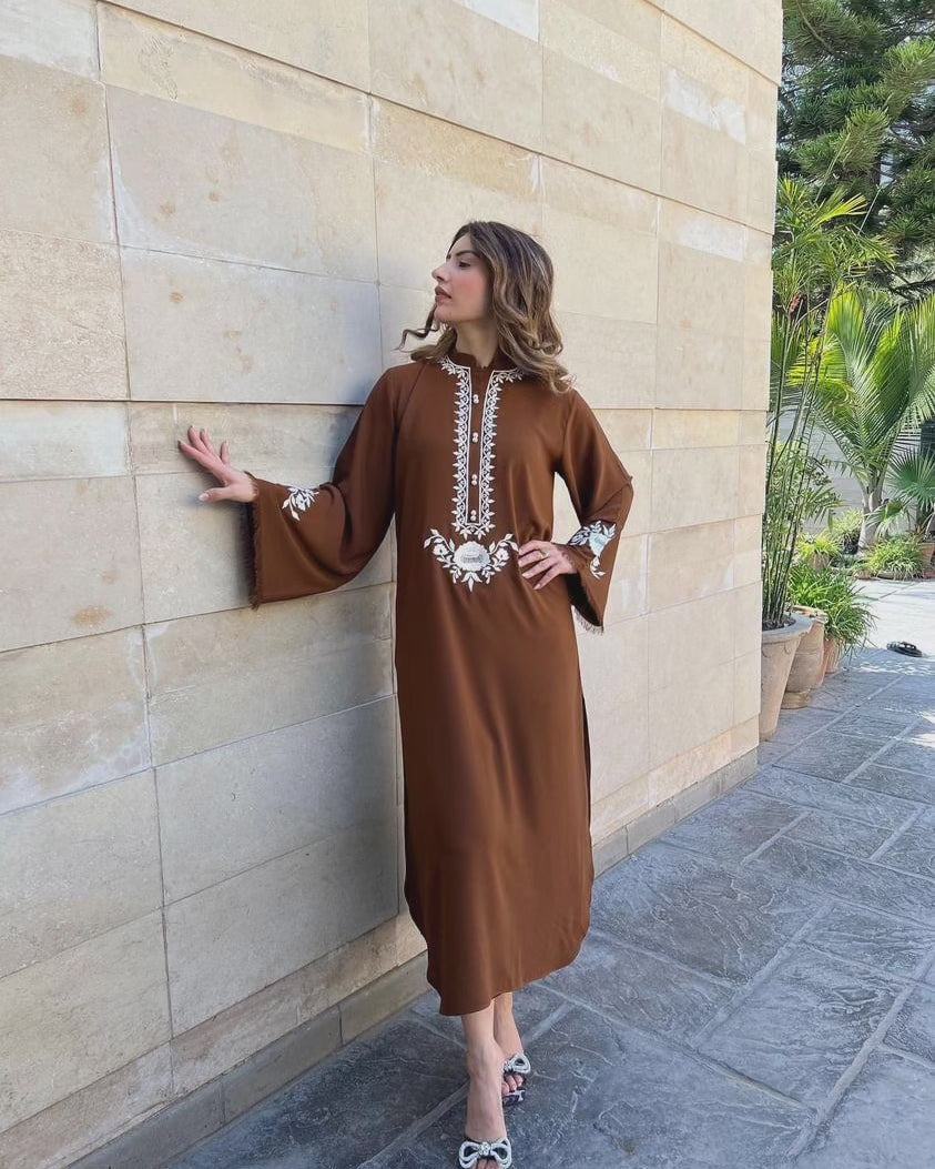 Manahils Stitched Dark Brown Embroidered Two Pc