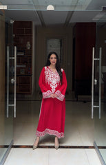 Manahils Stitched 2 Piece Red Embroidered