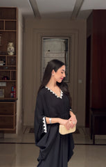 Manahils Stitched Black Embroidery Kaftan