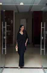 Manahils Stitched Black Embroidery Kaftan
