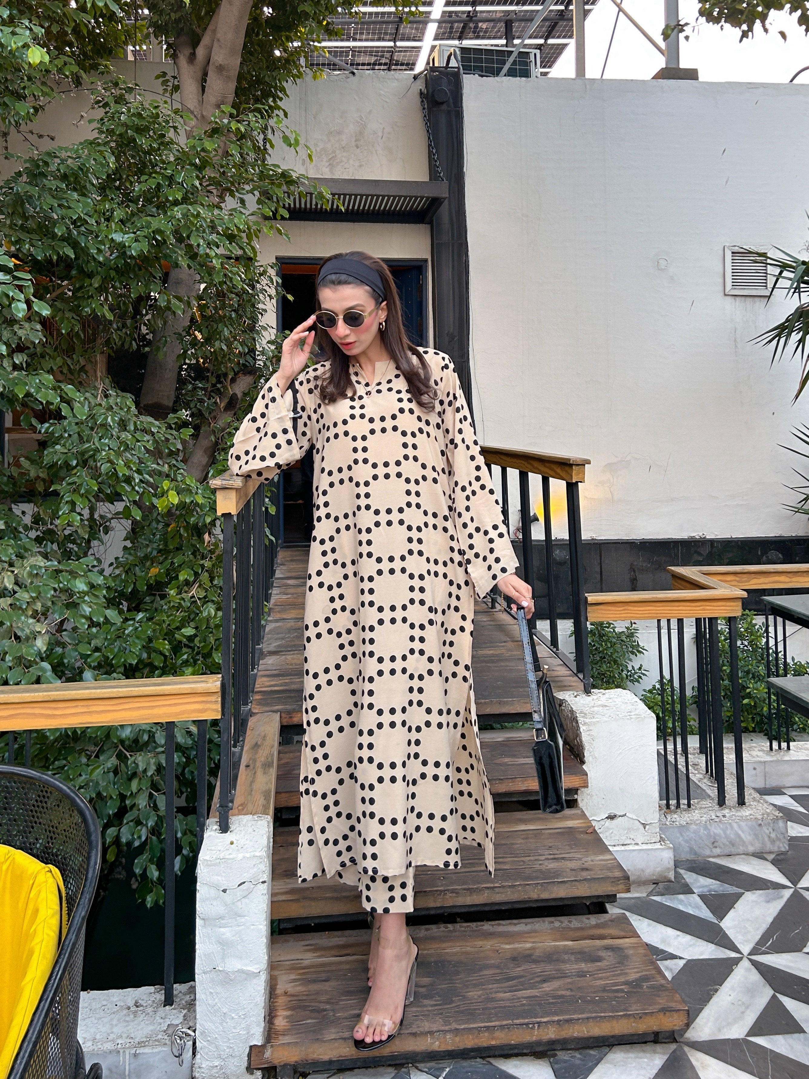 Manahils Stitched Polka Dot