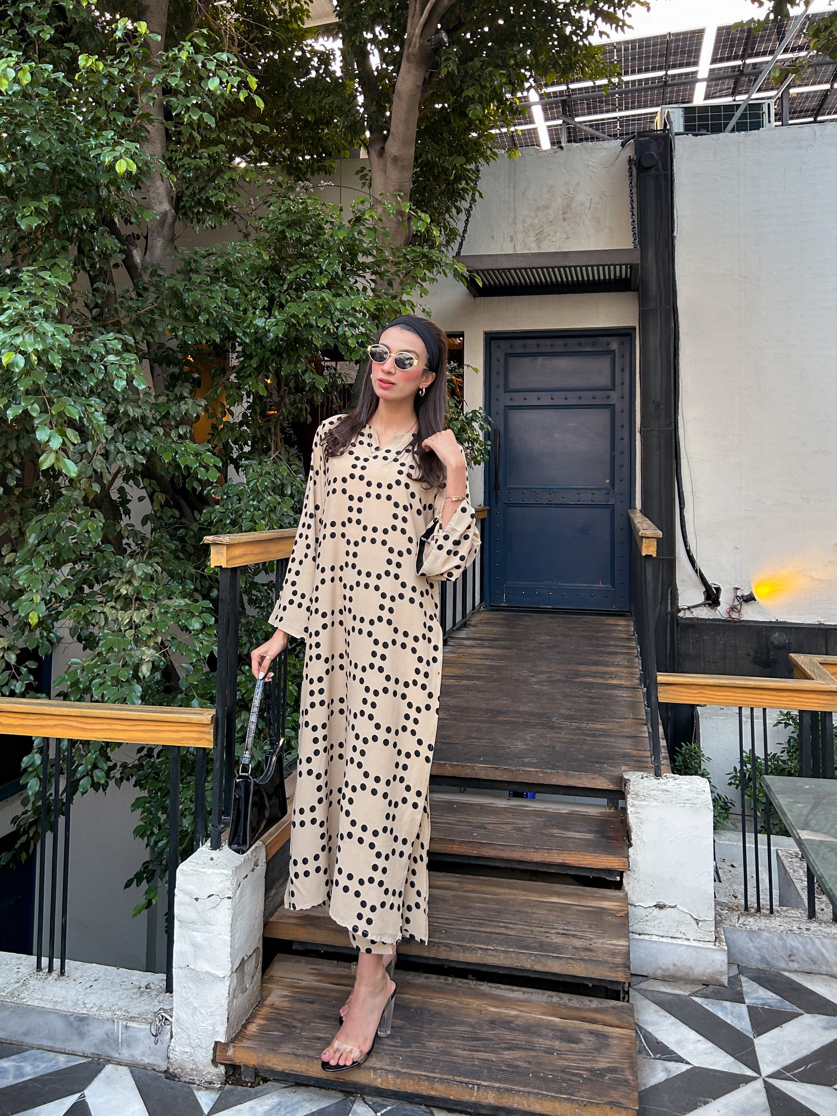 Manahils Stitched Polka Dot