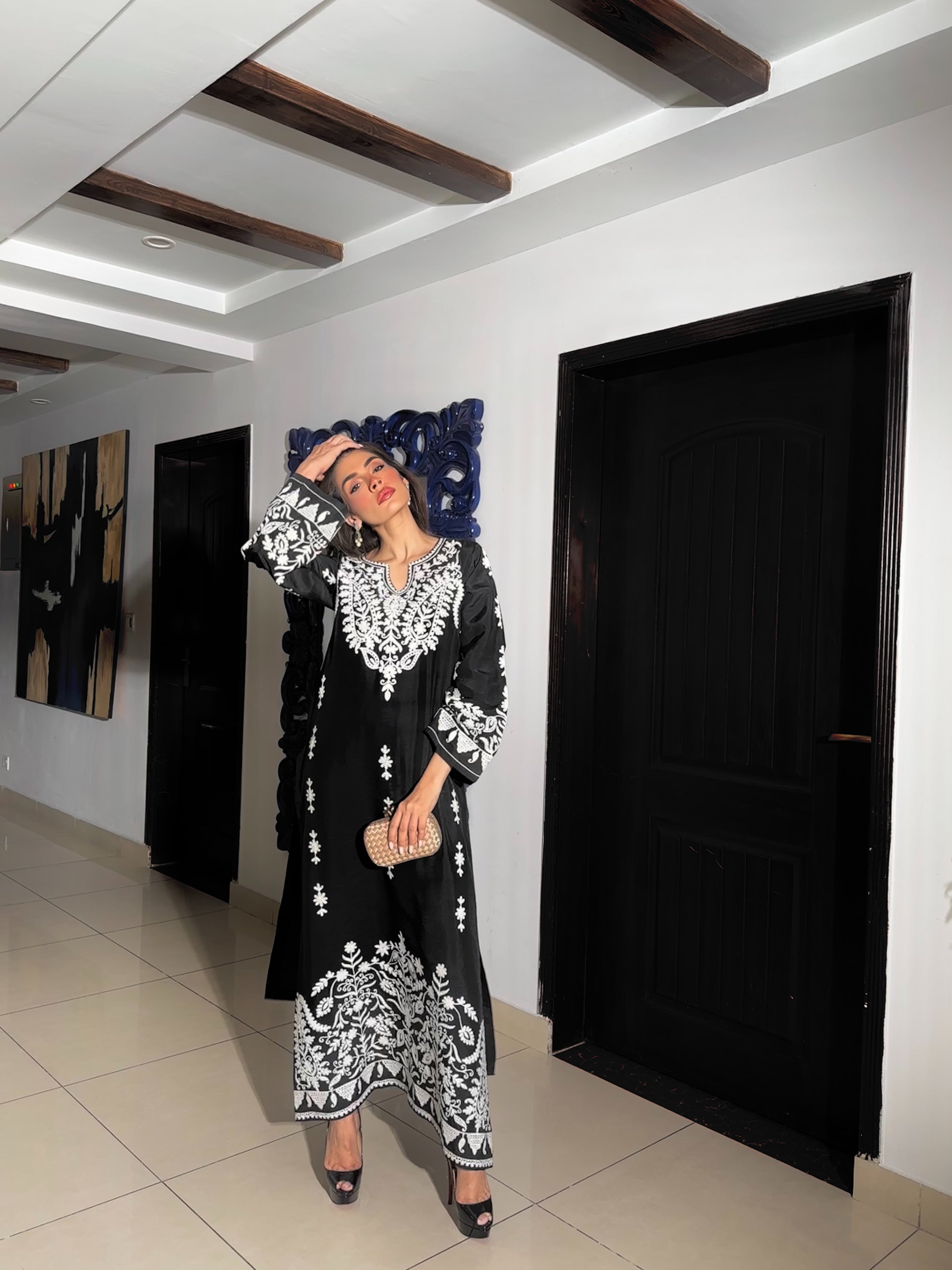 Manahils Unstitched Co Ords Embroidered Ari Two Pc