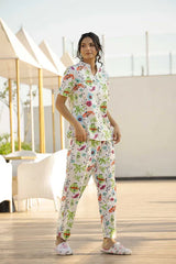 Studio By Arj Layla Amal Luxe Lifestyle Summer Collection Breathable Cotton Finish Fish Multi-Color Pajama Set