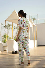 Studio By Arj Layla Amal Luxe Lifestyle Summer Collection Breathable Cotton Finish Fish Multi-Color Pajama Set