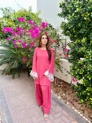 Manahils Stitched Peach Embroidered Two Pc