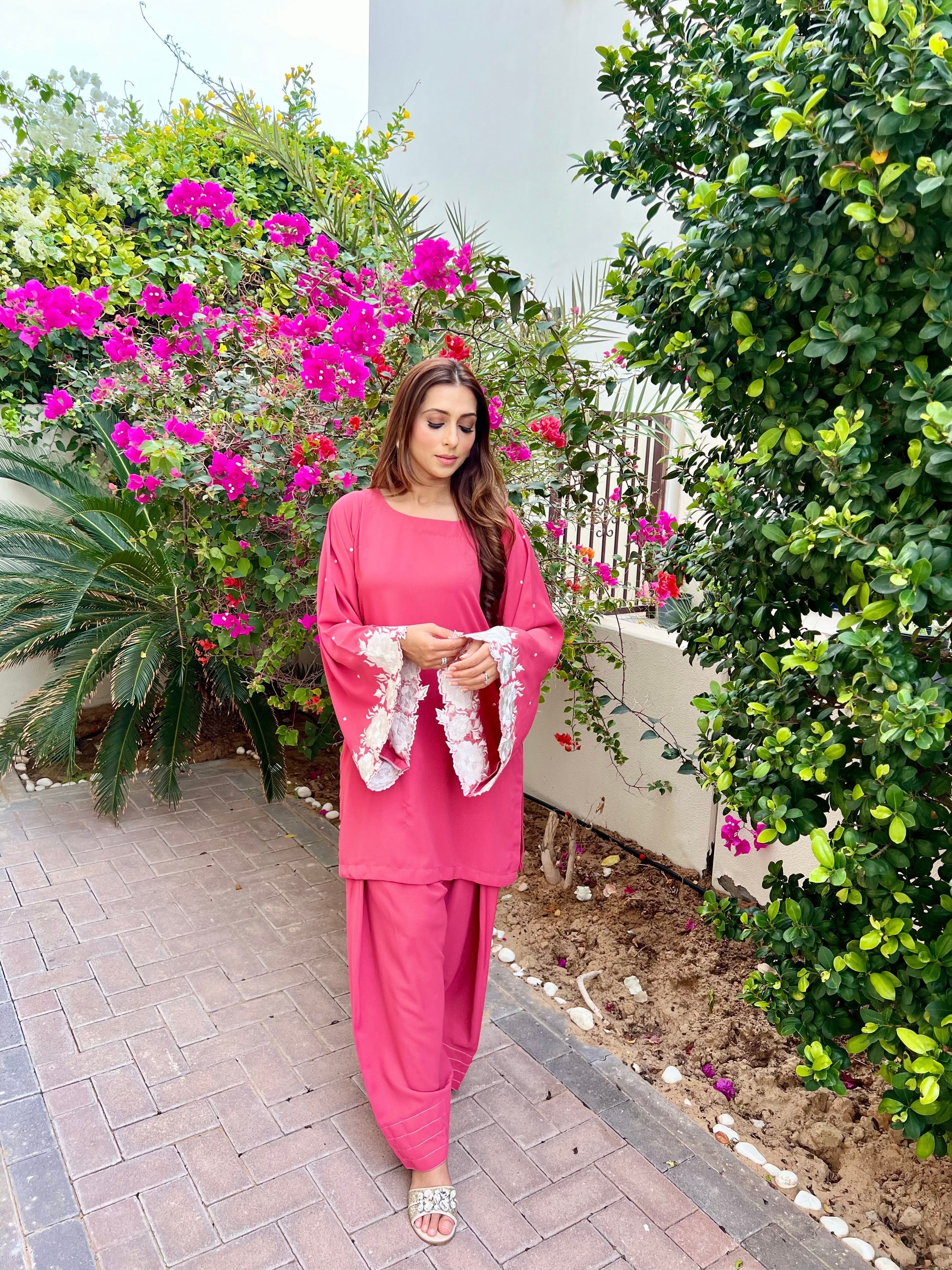 Manahils Stitched Peach Embroidered Two Pc