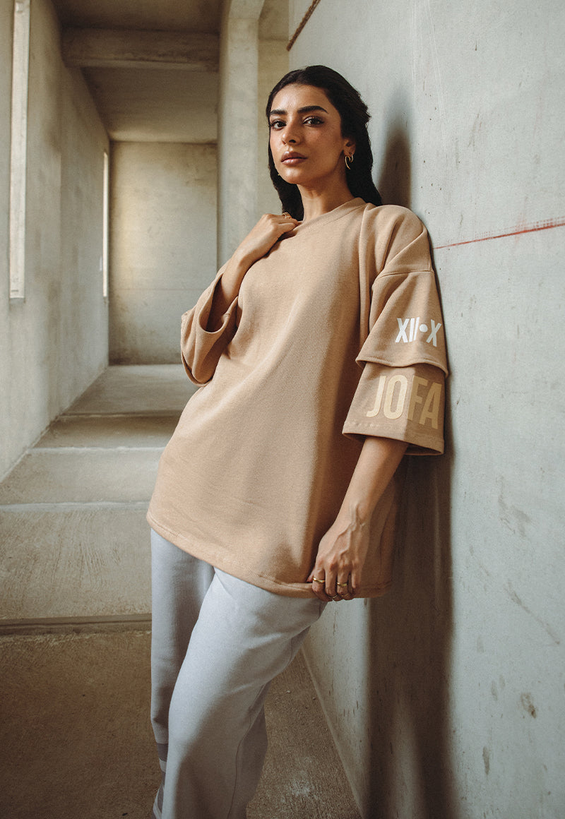 Asim Jofa  Western Wear Ajwpt-04 Unisex Oversized Drop Shoulder T-Shirt 1 Pc
