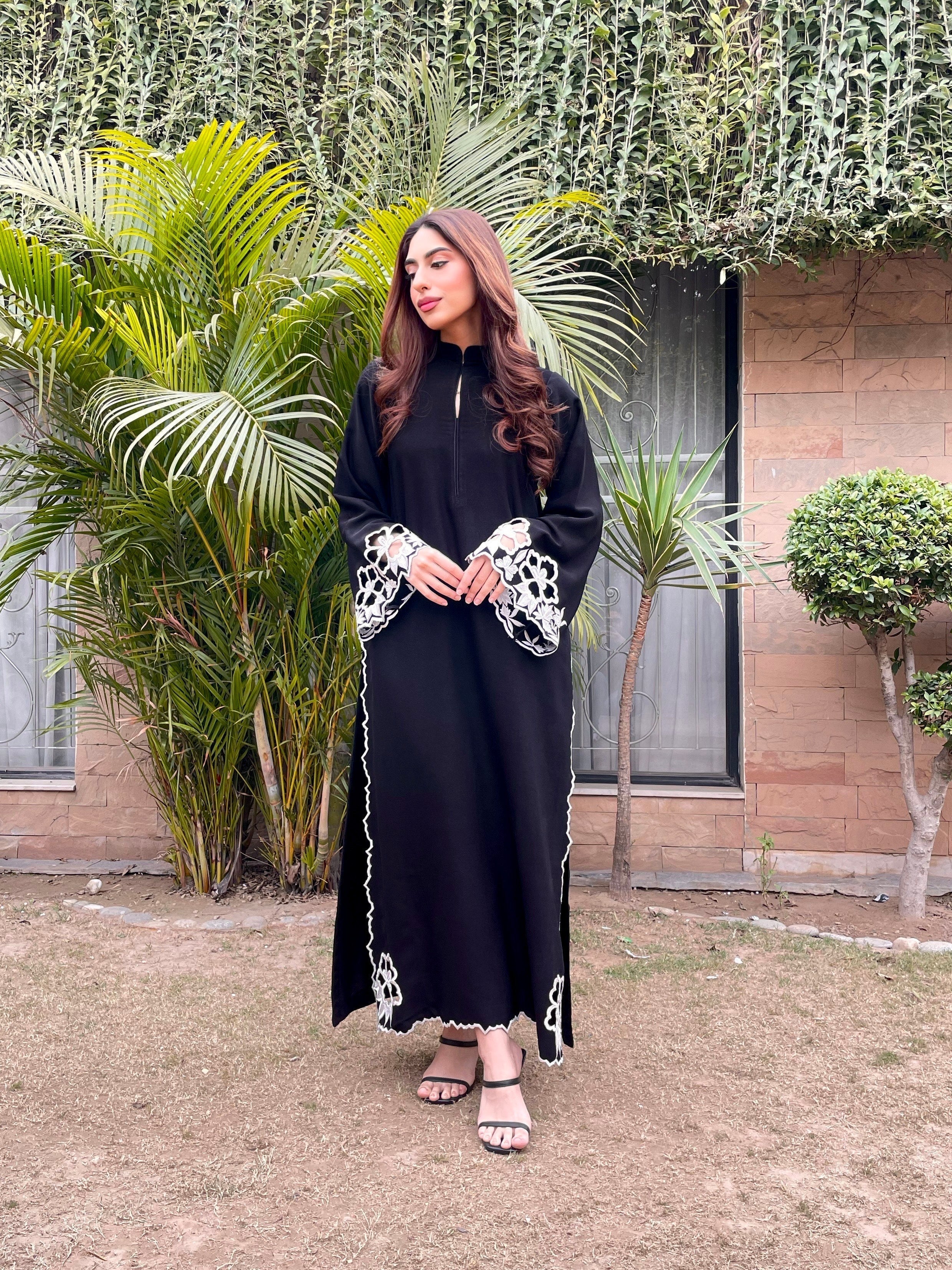 Manahils Stitched Black Scallop Embroidered Two Pc.
