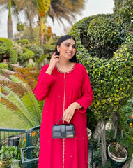 Manahils Stitched Red Embellished Swarovski