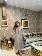 Manahils Stitched Grey Button Set Two Pc