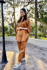 Urban Cut 2 Piece Cotton Satin Embellished  Co- Ord Set