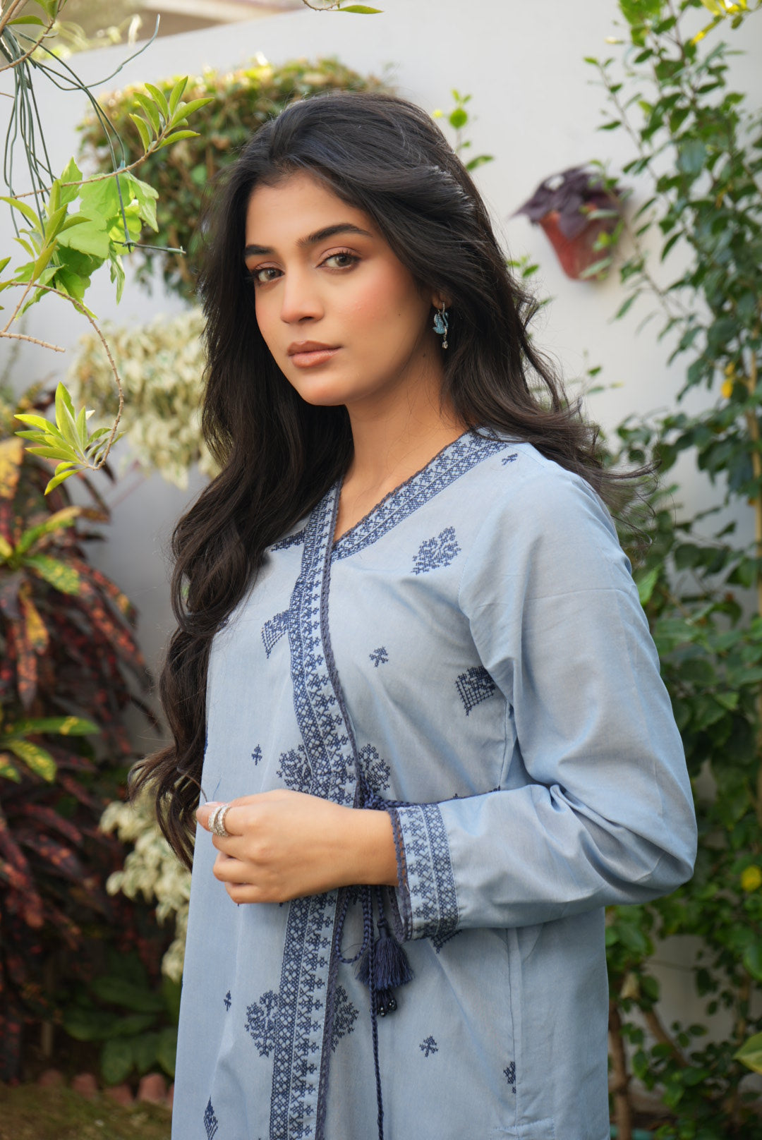 Miorah By Ayla Studio Stitched Solid Embroidered Co-ord - Samaa