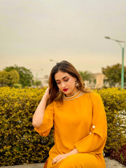 Manahils Stitched Mustard Pearls