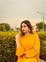 Manahils Stitched Mustard Pearls