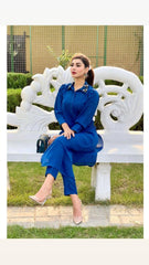 Manahils Stitched Co Ords Royal Blue Love