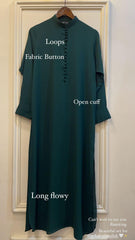 Manahils Stitched Tunic Green Long Button Set