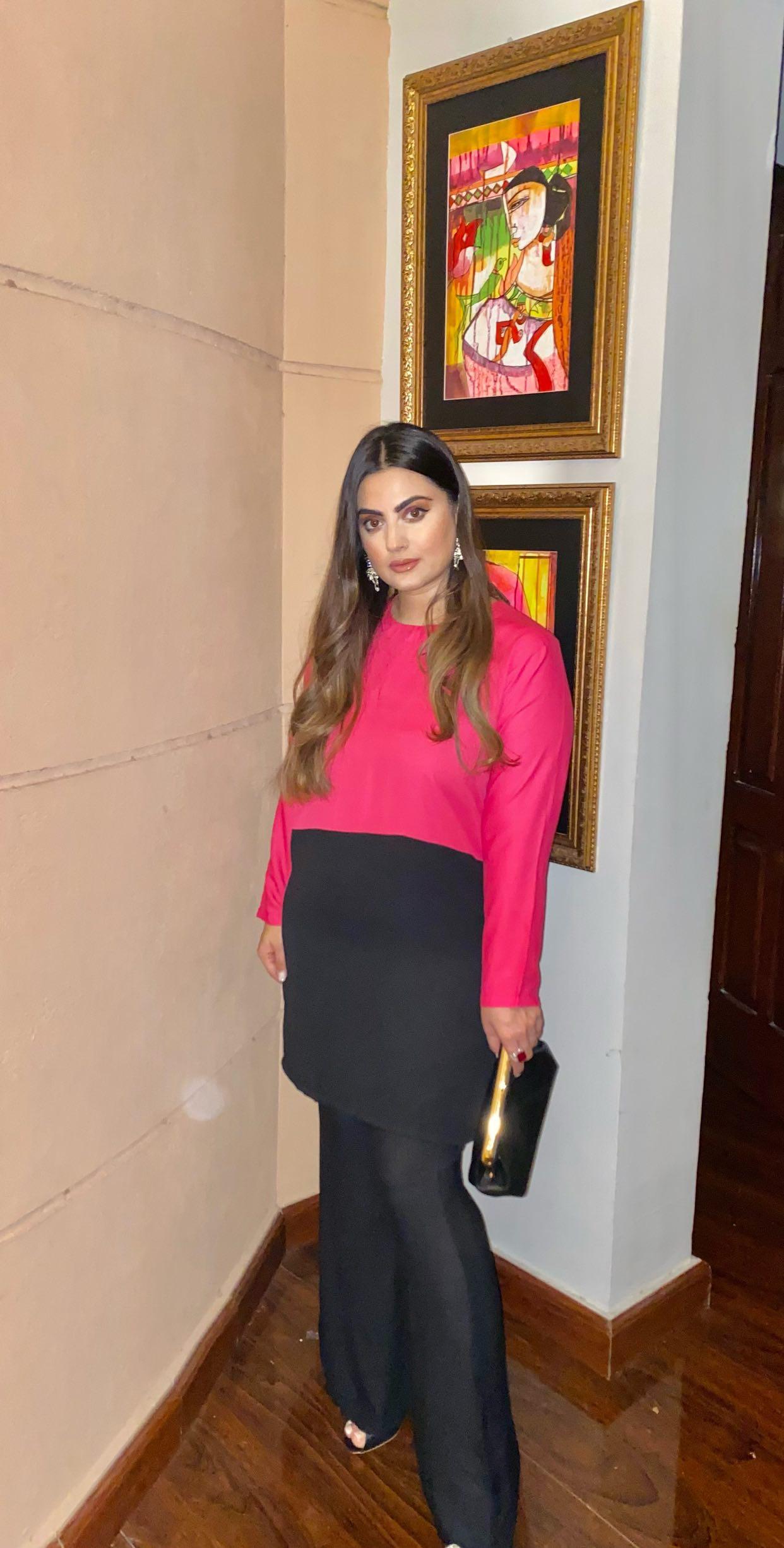 Manahils Stitched Co Ords Black & Pink Co-Ord Set