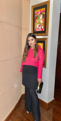 Manahils Stitched Co Ords Black & Pink Co-Ord Set