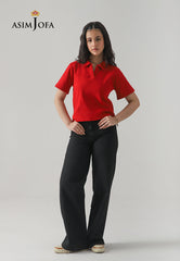 Asim Jofa  Western Men & Women Ajwkt-01 Knitted Rib Collar Shirt 1 Pc