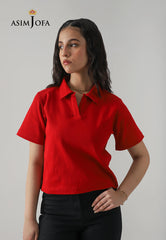 Asim Jofa  Western Men & Women Ajwkt-01 Knitted Rib Collar Shirt 1 Pc
