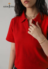 Asim Jofa  Western Men & Women Ajwkt-01 Knitted Rib Collar Shirt 1 Pc