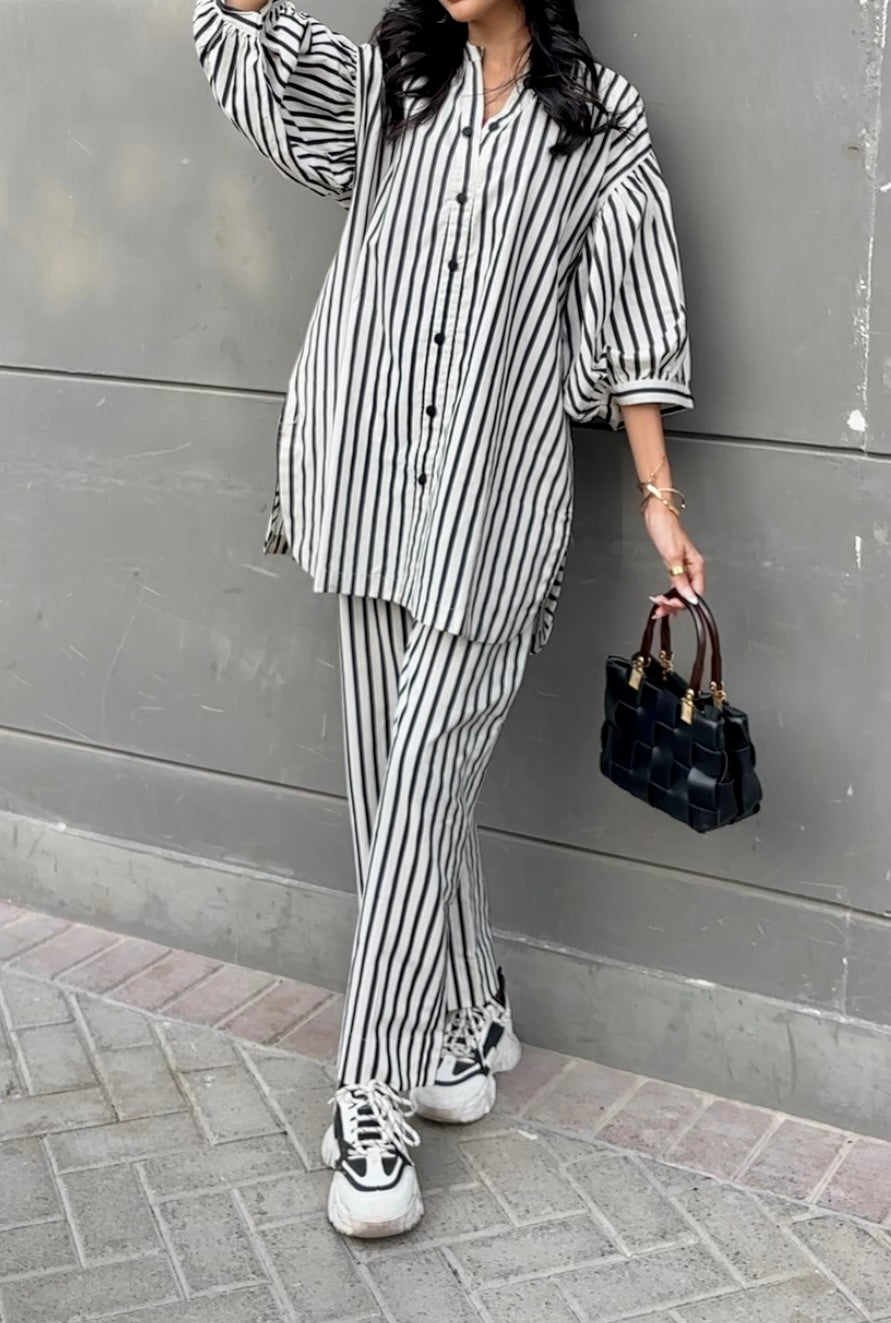 Urban Cut Women's Striped Cotton Co-Ord Set 2 Piece Suit