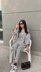 Urban Cut Women's Striped Cotton Co-Ord Set 2 Piece Suit