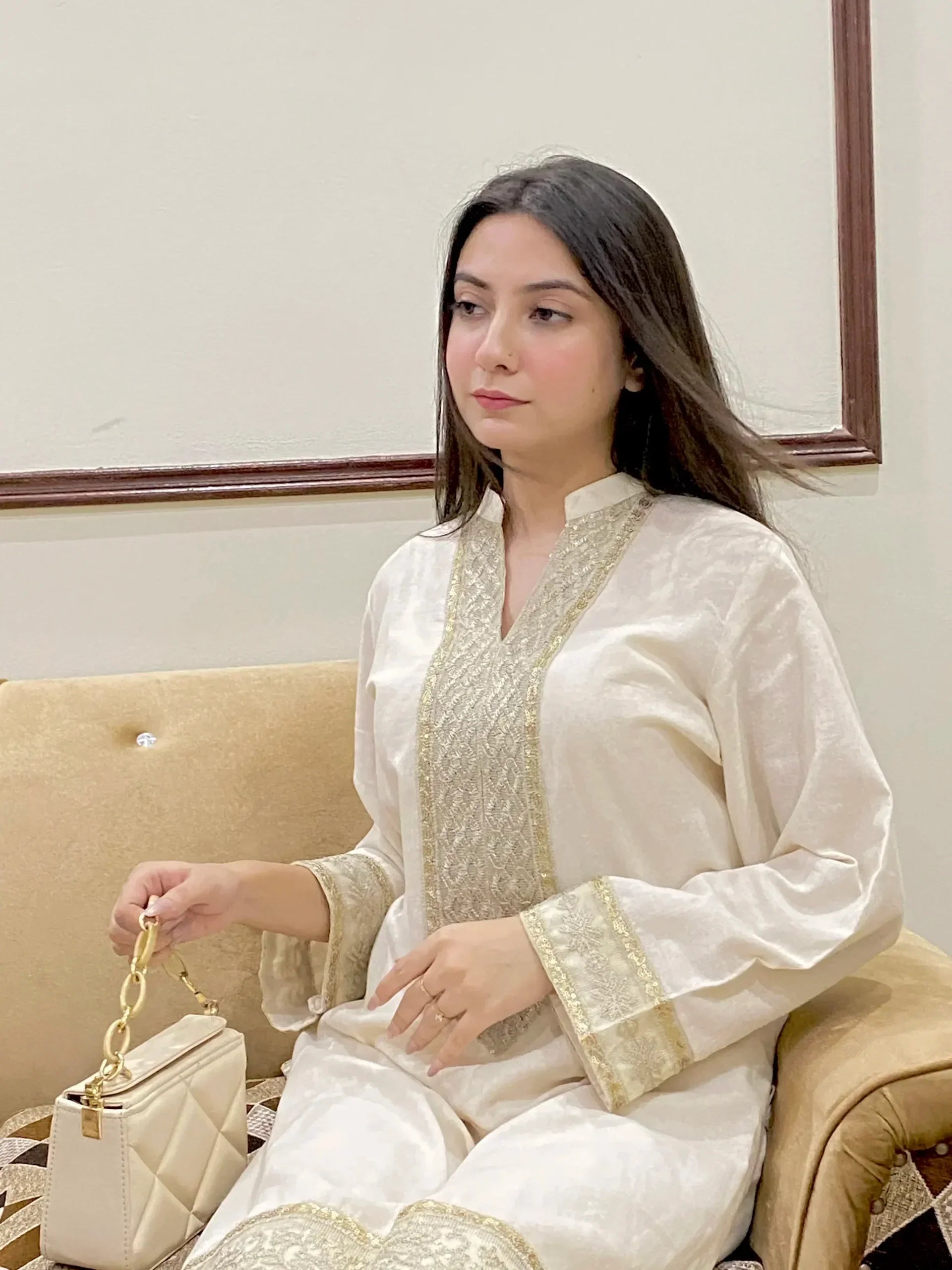 Urban Cut 2 Piece Cotton Sequence Embroidered Suit