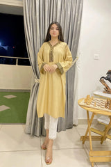 Urban Cut Sleek & Unique Design Cotton Embroidered Kurta 1 Piece