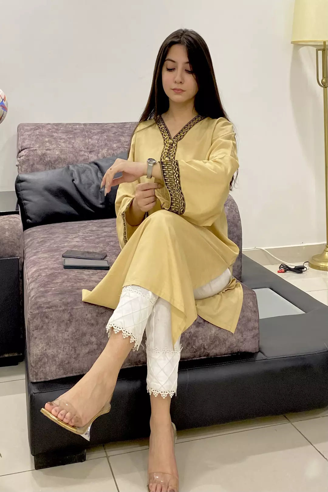 Urban Cut Sleek & Unique Design Cotton Embroidered Kurta 1 Piece
