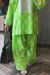 Urban Cut Stitched 2 Piece Cotton Embroidred Co- Ord Set with Farshi Salwar