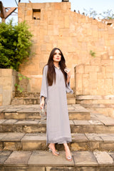 Manahils Stitched Threaded Love  Gray