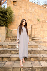 Manahils Stitched Threaded Love  Gray