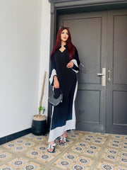 Manahils Stitched Pop Of Black Kaftan