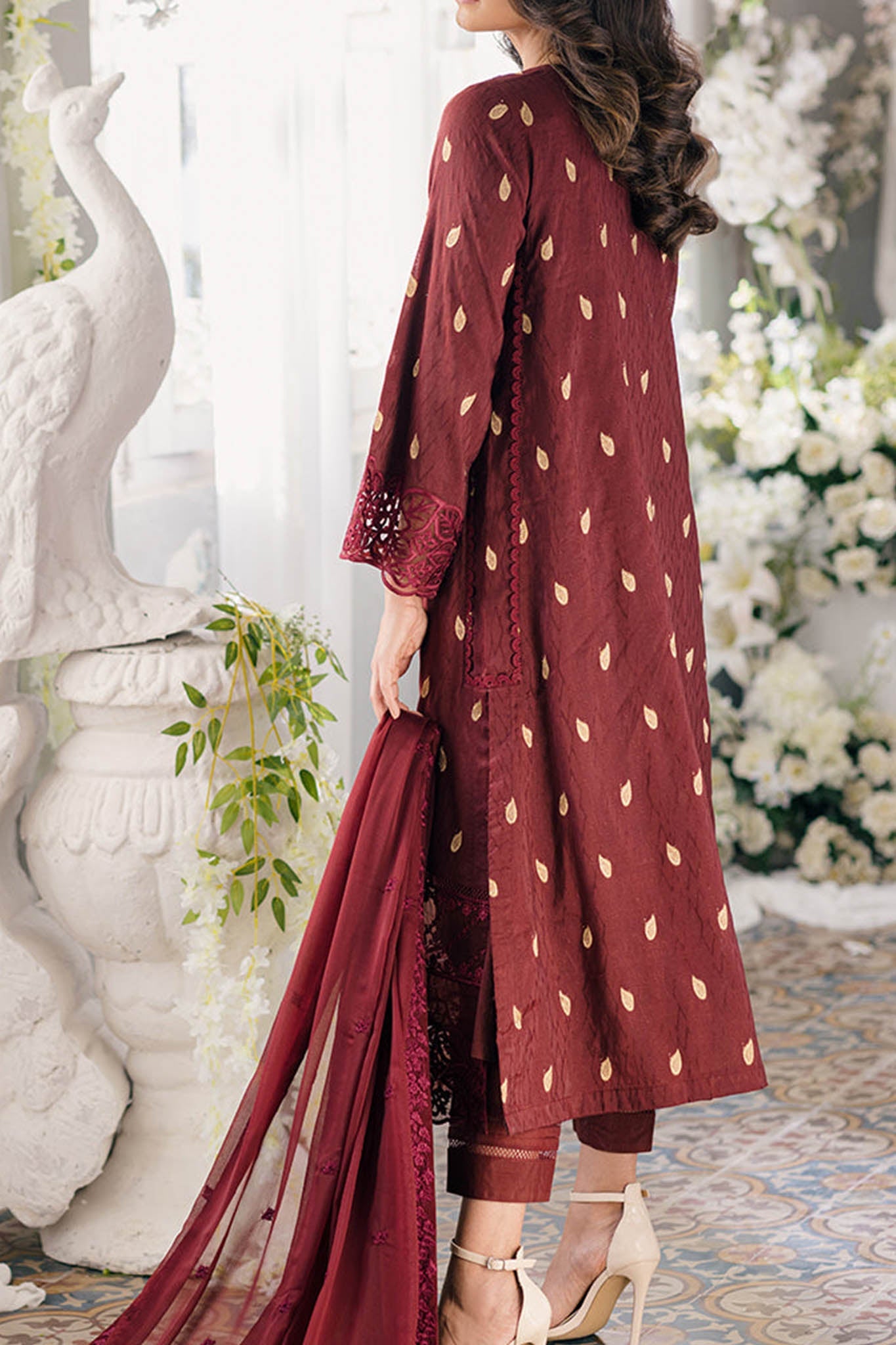 Eid Drop 2 By Azure Unstitched 3 Piece Ensembles Festive Jacquard Lawn Collection'2024-59-Imprerial Wine