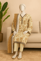 Almeerah Unstitched 3 Piece Luxe Summer Collection'2025-Ivory Cream Whisper