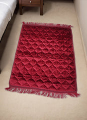 Hijab Ul Hareem Comfort Foam Prayer Mat – Quilted Velvet Prayer Mat (Maroon)