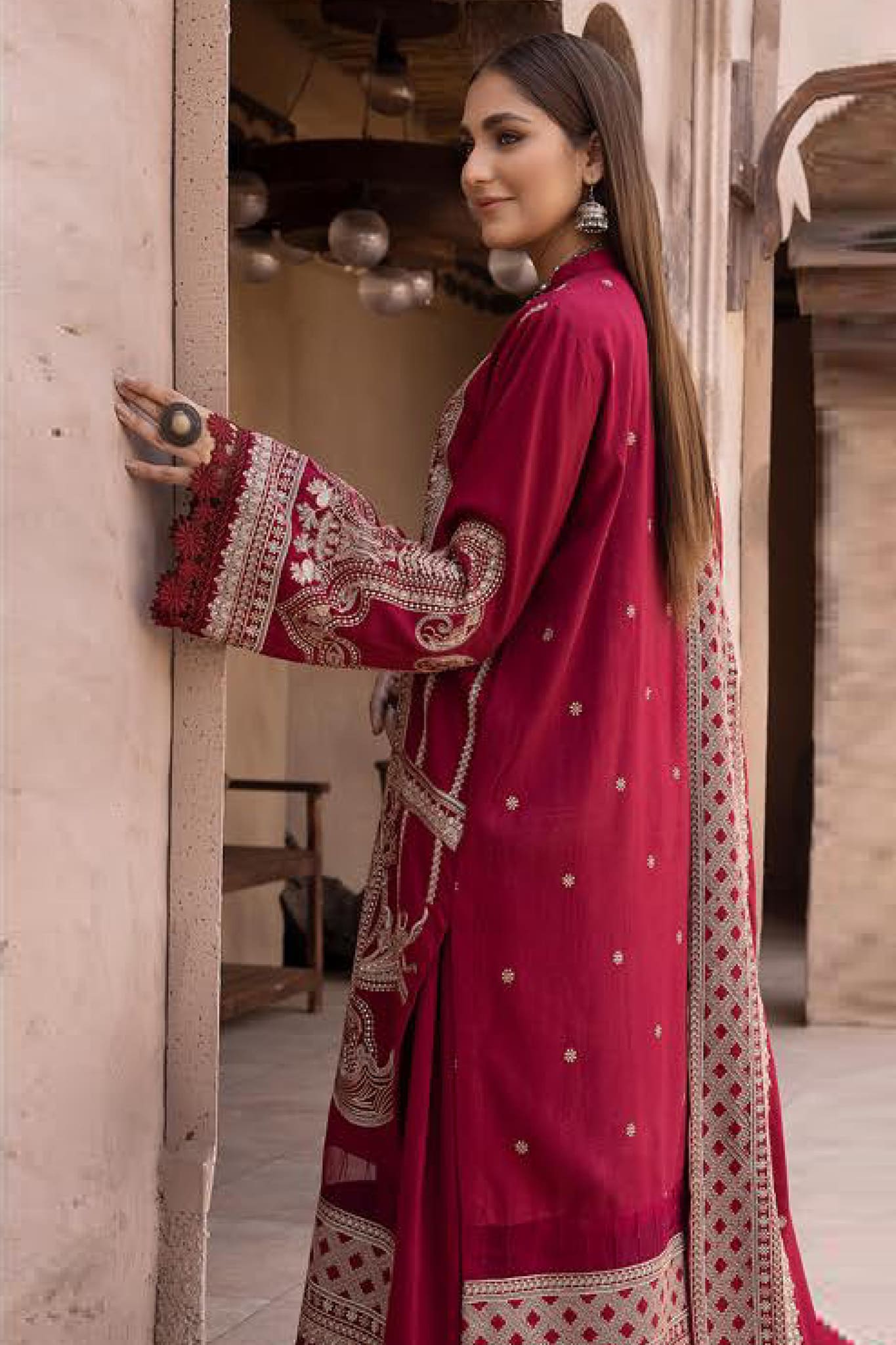Palaash by Johra Unstitched 3 Piece Embroidered Leather Peach Collection'2022-JH-444