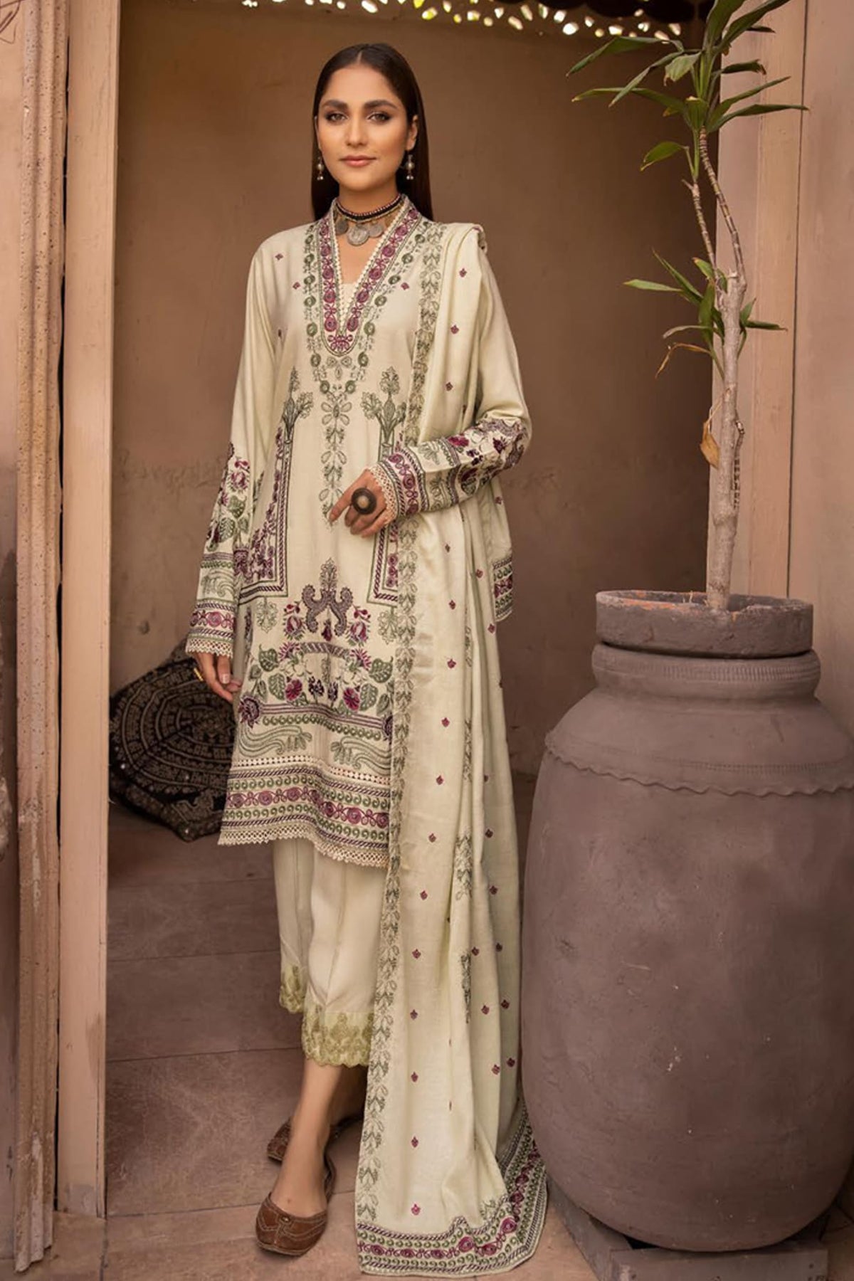 Palaash by Johra Unstitched 3 Piece Embroidered Leather Peach Collection'2022-JH-452