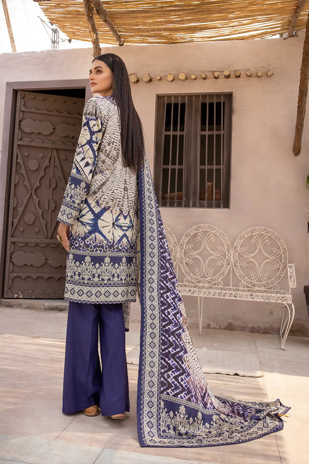 Desire by Johra Unstitched 3 Piece Digital Printed Leather Peach Collection'2022-JH-63