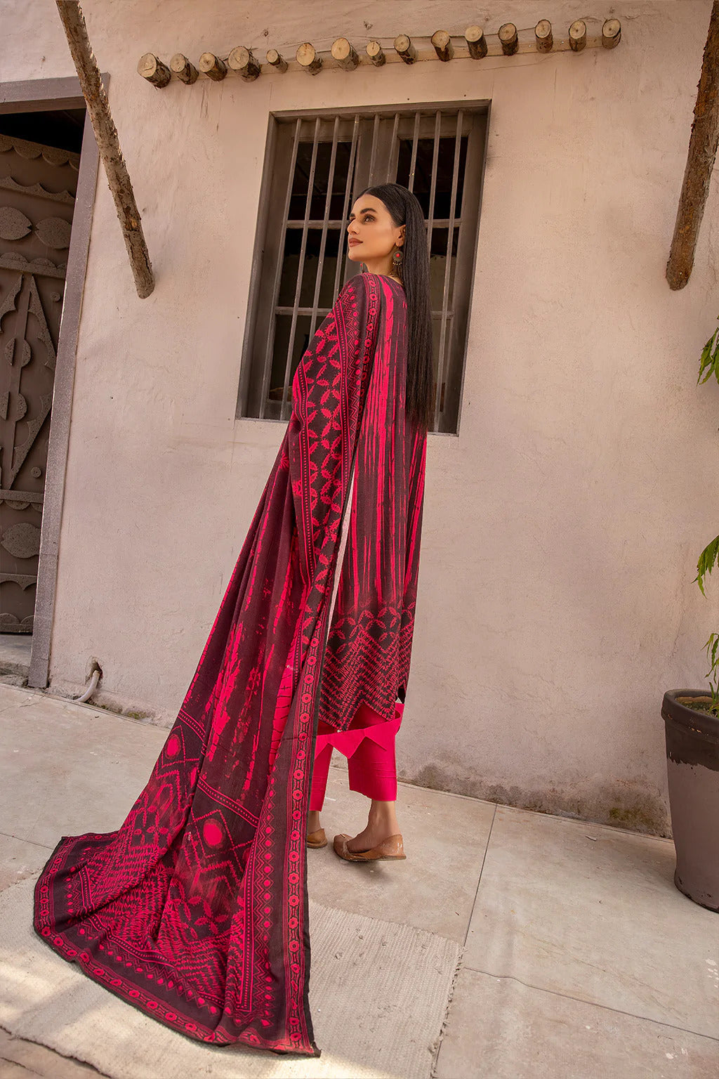 Desire by Johra Unstitched 3 Piece Digital Printed Leather Peach Collection'2022-JH-65