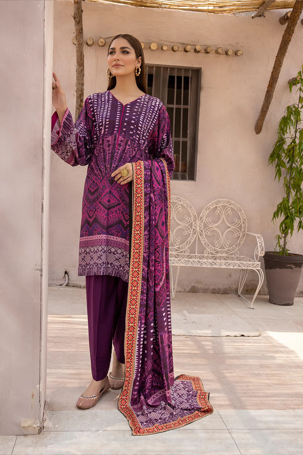 Desire by Johra Unstitched 3 Piece Digital Printed Leather Peach Collection'2022-JH-67