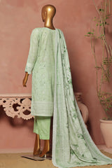 Hz Stitched 3 Piece Emb Chikankari Khaddar Vol-02 Collection'2024-KE-921-Green