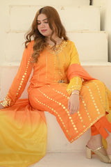 Ramsha Closet Stitched 3 Piece Luxury Formals Collection'2024-07-Kamdani Orange