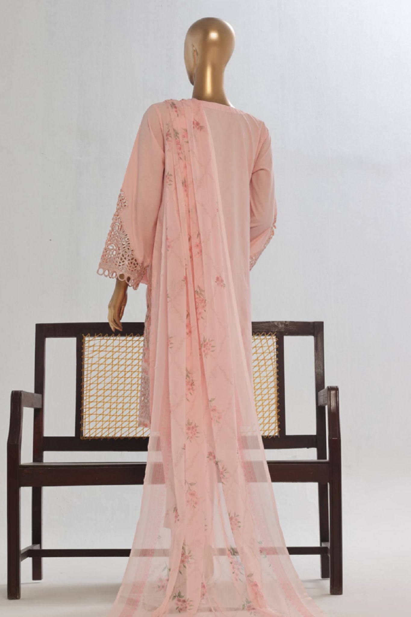 Bin Saeed Stitched 3 Piece Luxury Plain Cotton Vol-02 Collection-LF-1605-Pink
