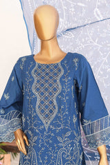 Bin Saeed Stitched 3 Piece Luxury Emb Lawn Vol-02 Collection'2024-LF-973-Blue