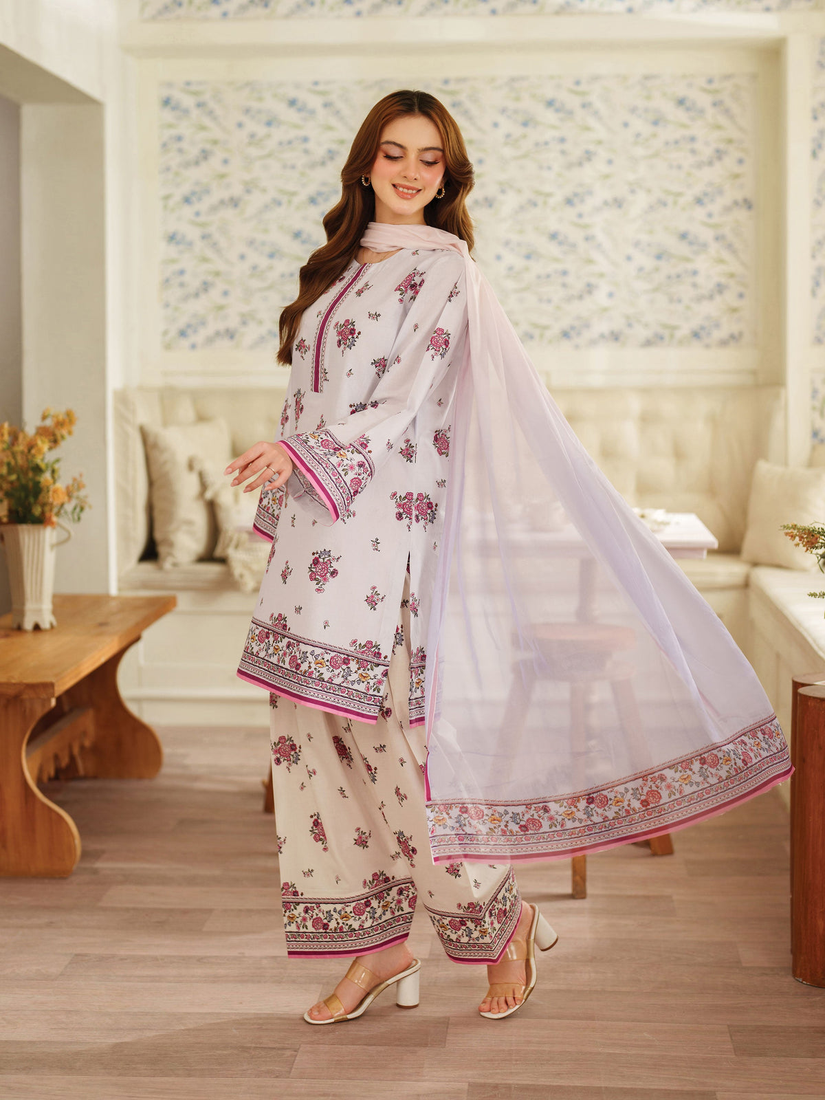The Bloom Edit by Garnet Stitched 3 Piece Summer Collection'2025-Lilac Muse