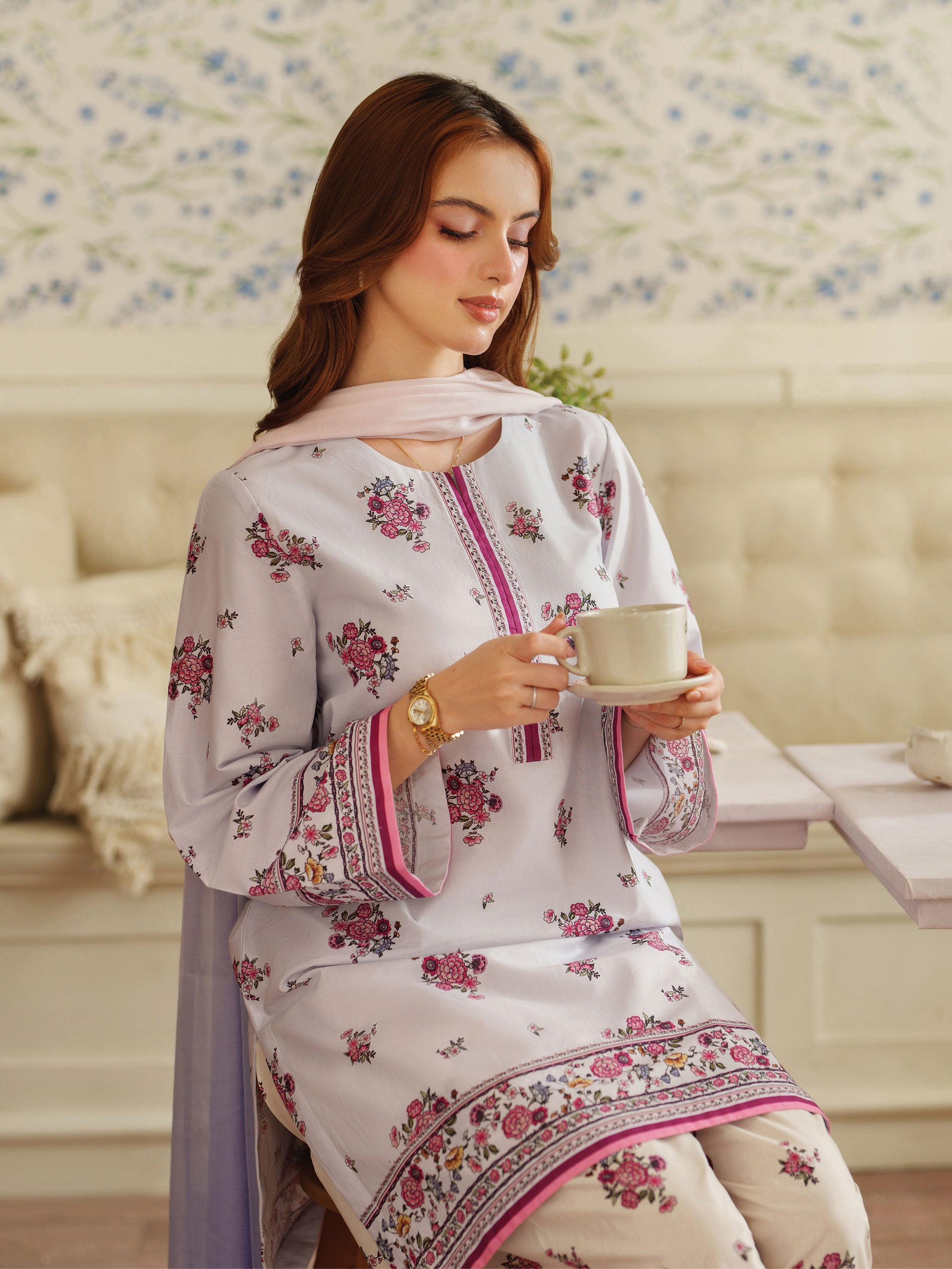 The Bloom Edit by Garnet Stitched 3 Piece Summer Collection'2025-Lilac Muse